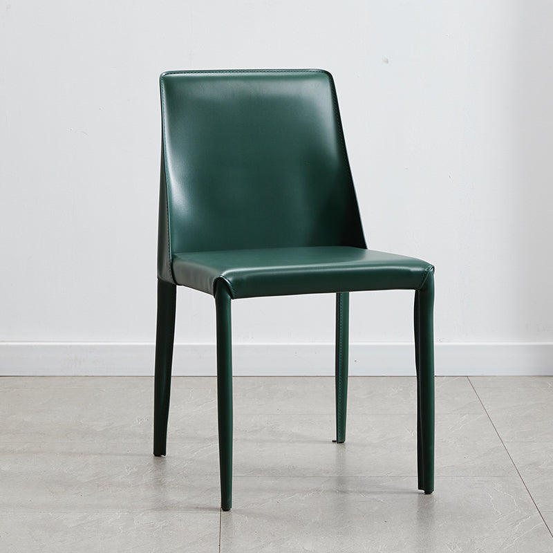 Faux Leather Contemporary Dining Room Chairs Matte Finish Solid Back Dining Arm Chairs