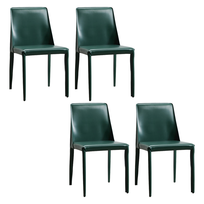 Faux Leather Contemporary Dining Room Chairs Matte Finish Solid Back Dining Arm Chairs
