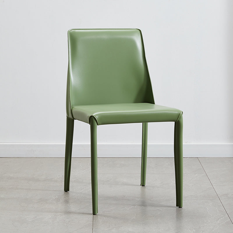 Faux Leather Contemporary Dining Room Chairs Matte Finish Solid Back Dining Arm Chairs