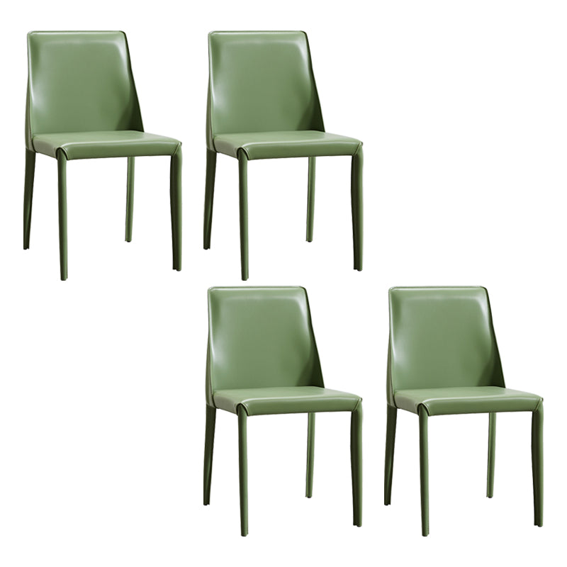 Faux Leather Contemporary Dining Room Chairs Matte Finish Solid Back Dining Arm Chairs