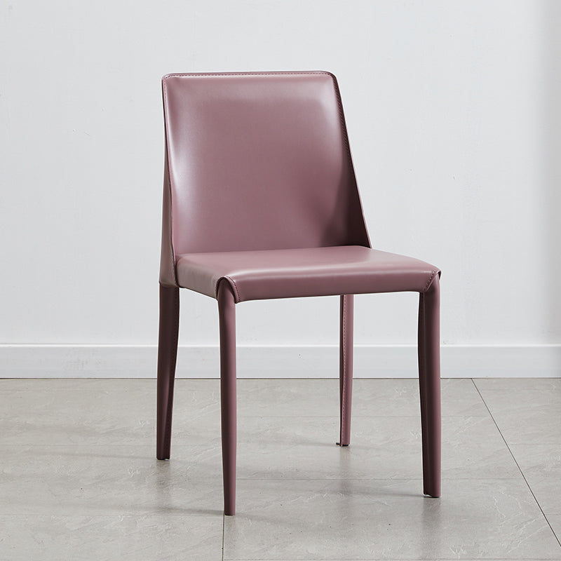 Faux Leather Contemporary Dining Room Chairs Matte Finish Solid Back Dining Arm Chairs