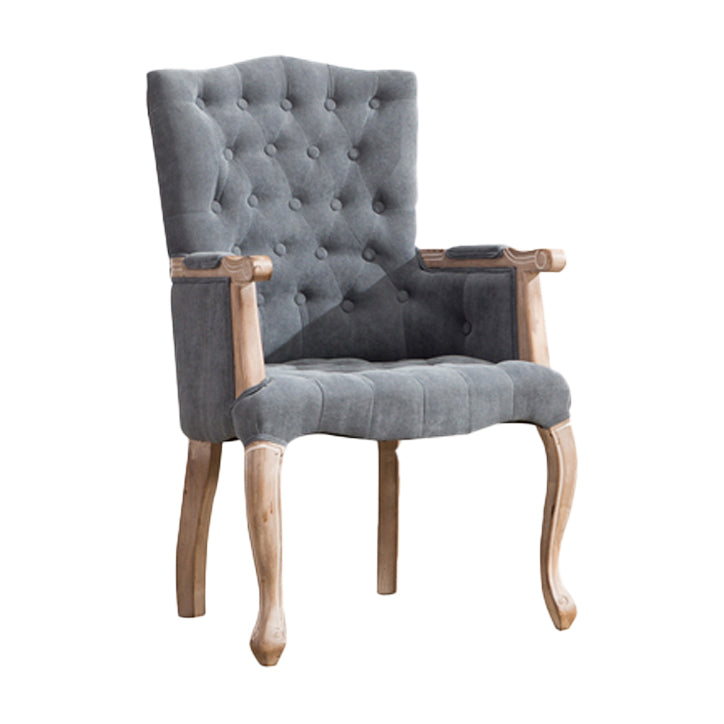 Victorian Dining Arm Chair Solid Back Side Chair with 4 Wood Legs for Home Use