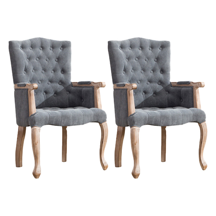 Victorian Dining Arm Chair Solid Back Side Chair with 4 Wood Legs for Home Use