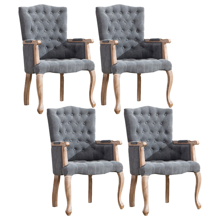 Victorian Dining Arm Chair Solid Back Side Chair with 4 Wood Legs for Home Use