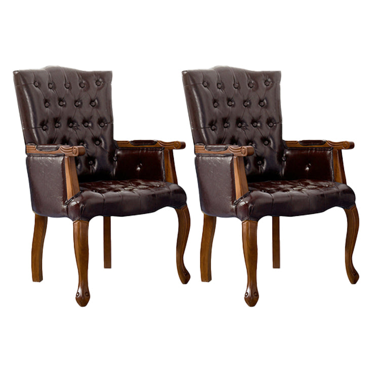 Victorian Dining Arm Chair Solid Back Side Chair with 4 Wood Legs for Home Use