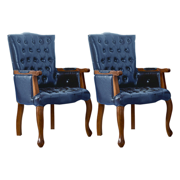 Victorian Dining Arm Chair Solid Back Side Chair with 4 Wood Legs for Home Use