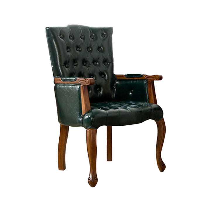 Victorian Dining Arm Chair Solid Back Side Chair with 4 Wood Legs for Home Use