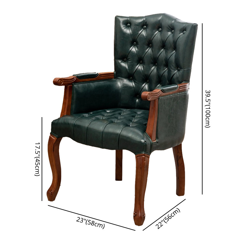 Victorian Dining Arm Chair Solid Back Side Chair with 4 Wood Legs for Home Use