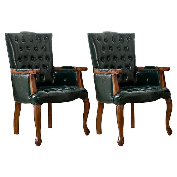 Victorian Dining Arm Chair Solid Back Side Chair with 4 Wood Legs for Home Use