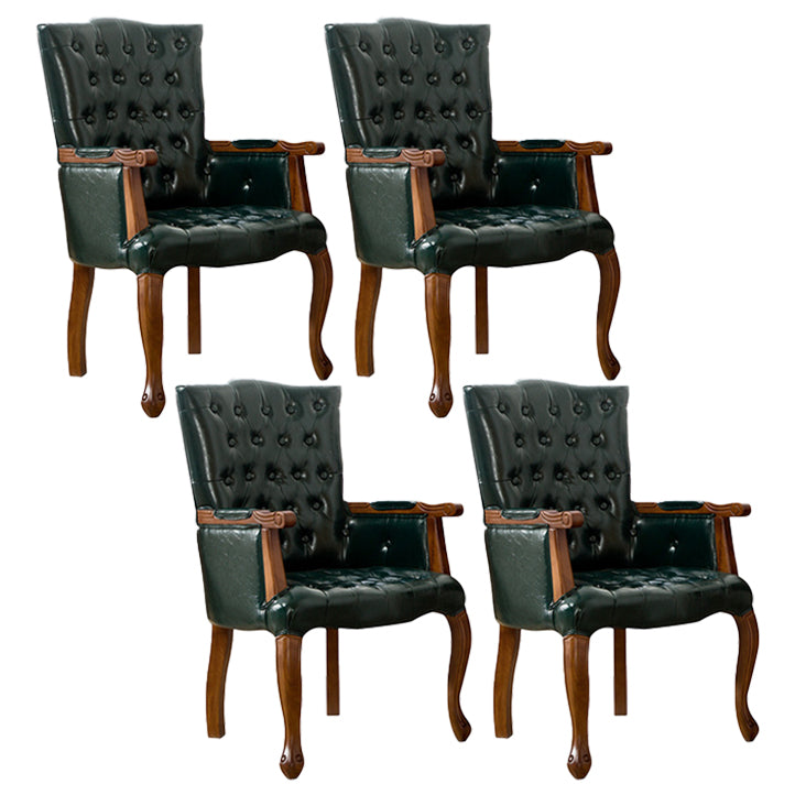 Victorian Dining Arm Chair Solid Back Side Chair with 4 Wood Legs for Home Use