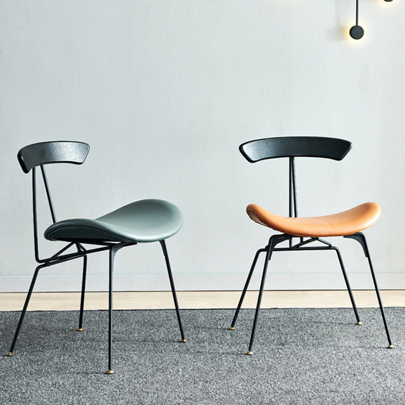 Industrial Chair with Metal Base 29"H Open Back Dining Side Chair for Restaurant