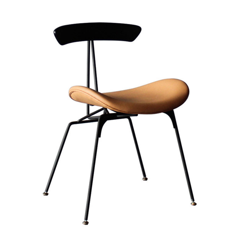 Industrial Chair with Metal Base 29"H Open Back Dining Side Chair for Restaurant