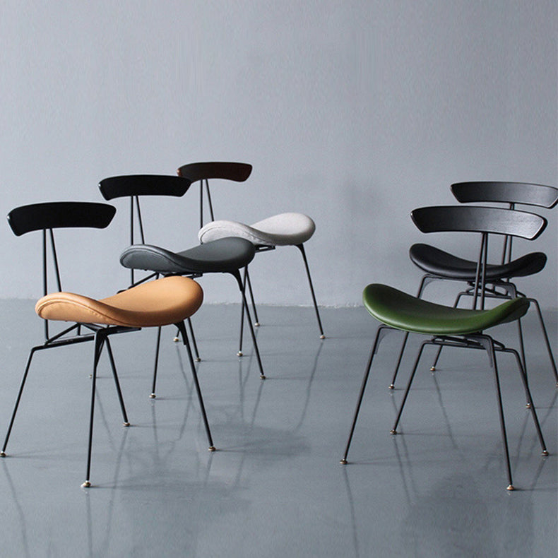 Industrial Chair with Metal Base 29"H Open Back Dining Side Chair for Restaurant