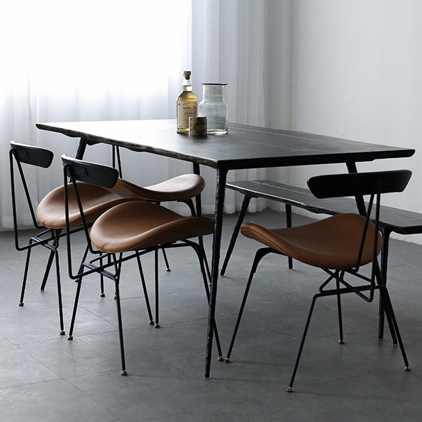 Industrial Chair with Metal Base 29"H Open Back Dining Side Chair for Restaurant