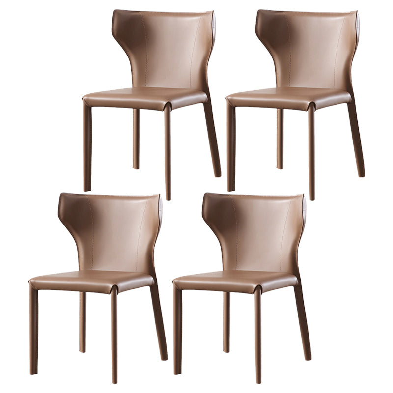 Faux Leather Modern Dining Room Chair Matte Finish Wingback Side Dining Chair