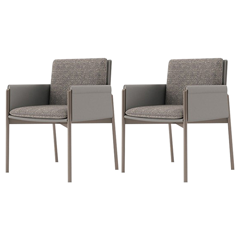 Faux Leather Contemporary Dining Chair Matte Finish Solid Back Dining Arm Chair