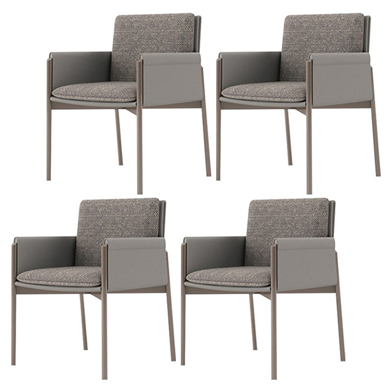 Faux Leather Contemporary Dining Chair Matte Finish Solid Back Dining Arm Chair