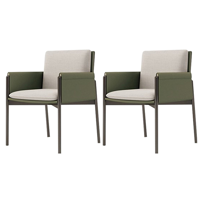 Faux Leather Contemporary Dining Chair Matte Finish Solid Back Dining Arm Chair