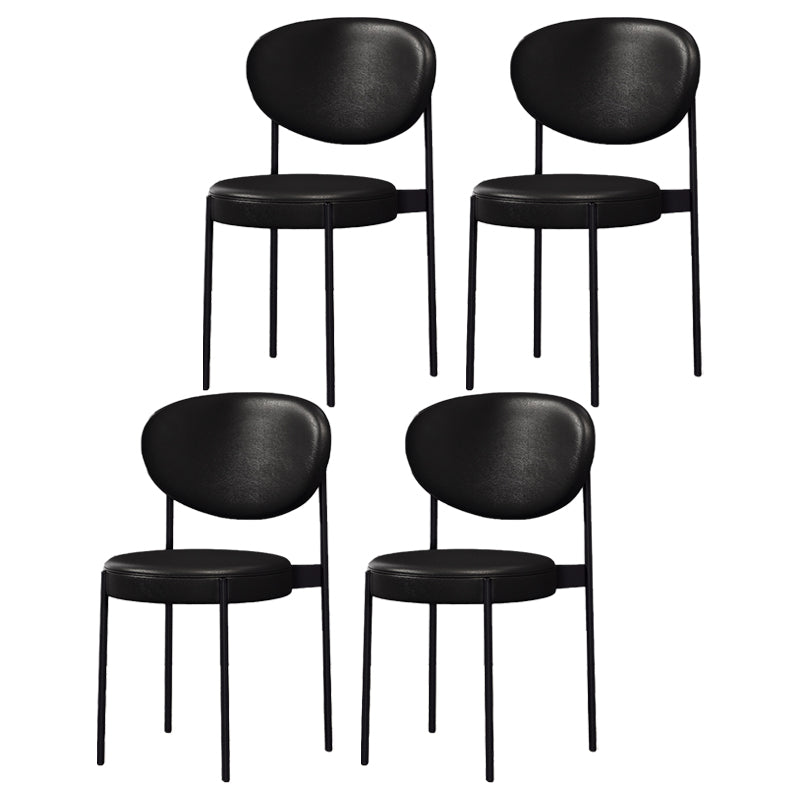 Chaise de salle à manger nordique en cuir de lin, chaise d'appoint à dossier ouvert de 33 pouces de hauteur avec base en métal