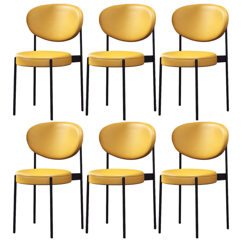 Chaise de salle à manger nordique en cuir de lin, chaise d'appoint à dossier ouvert de 33 pouces de hauteur avec base en métal