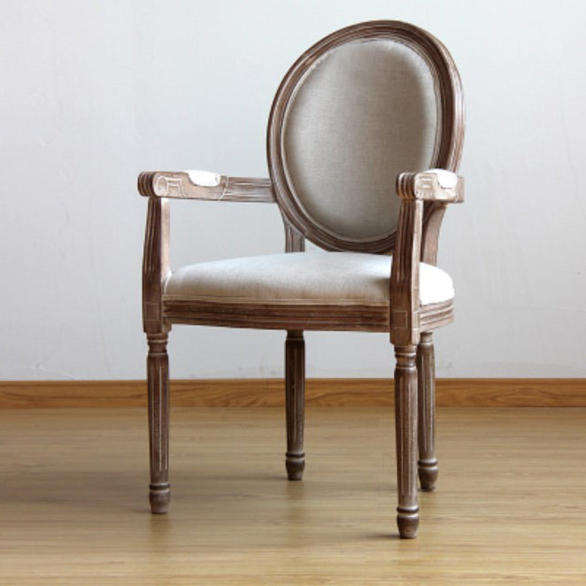 Country Style Dining Arm Chair King Louis Back Side Chair with Wood Legs for Home Use