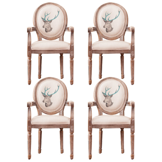 Country Style Dining Arm Chair King Louis Back Side Chair with Wood Legs for Home Use