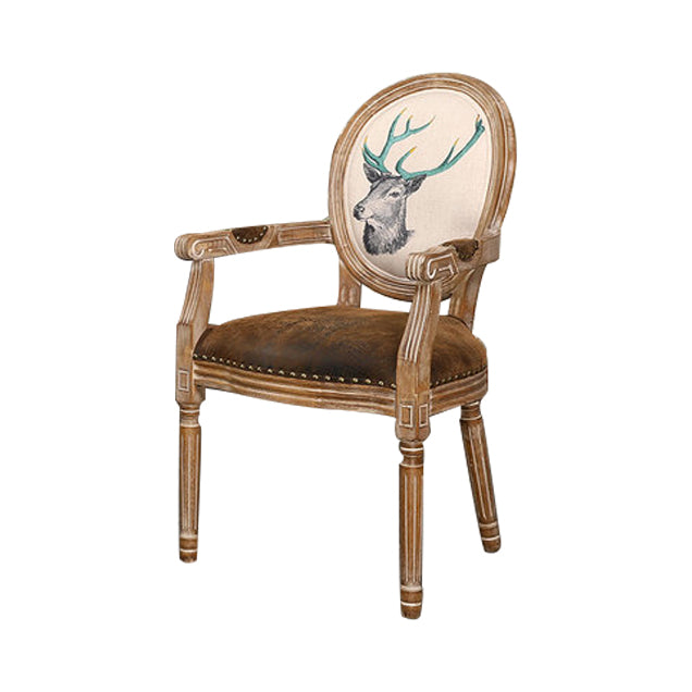 Country Style Dining Arm Chair King Louis Back Side Chair with Wood Legs for Home Use
