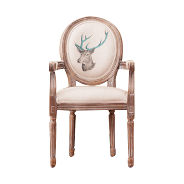Country Style Dining Arm Chair King Louis Back Side Chair with Wood Legs for Home Use