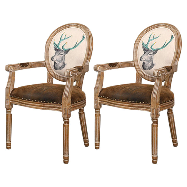 Country Style Dining Arm Chair King Louis Back Side Chair with Wood Legs for Home Use