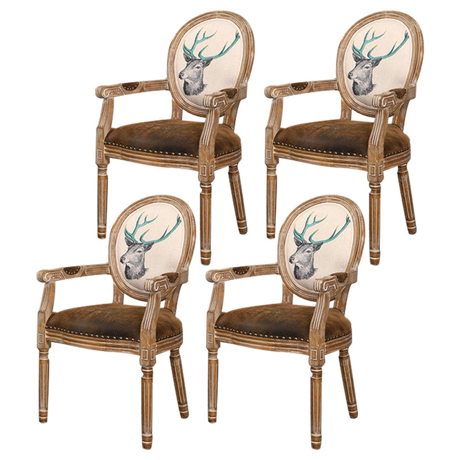 Country Style Dining Arm Chair King Louis Back Side Chair with Wood Legs for Home Use