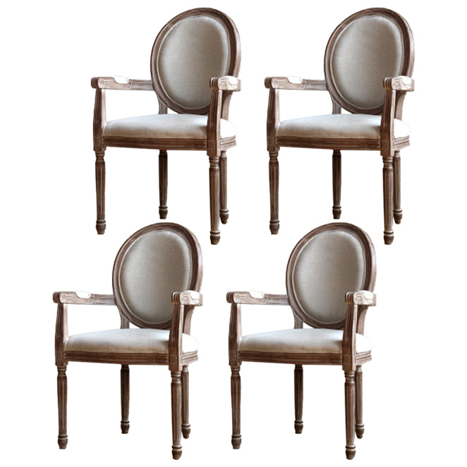 Country Style Dining Arm Chair King Louis Back Side Chair with Wood Legs for Home Use
