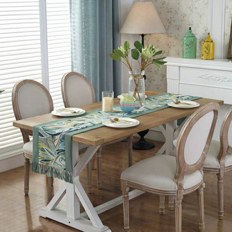 Country Style Dining Arm Chair King Louis Back Side Chair with Wood Legs for Home Use