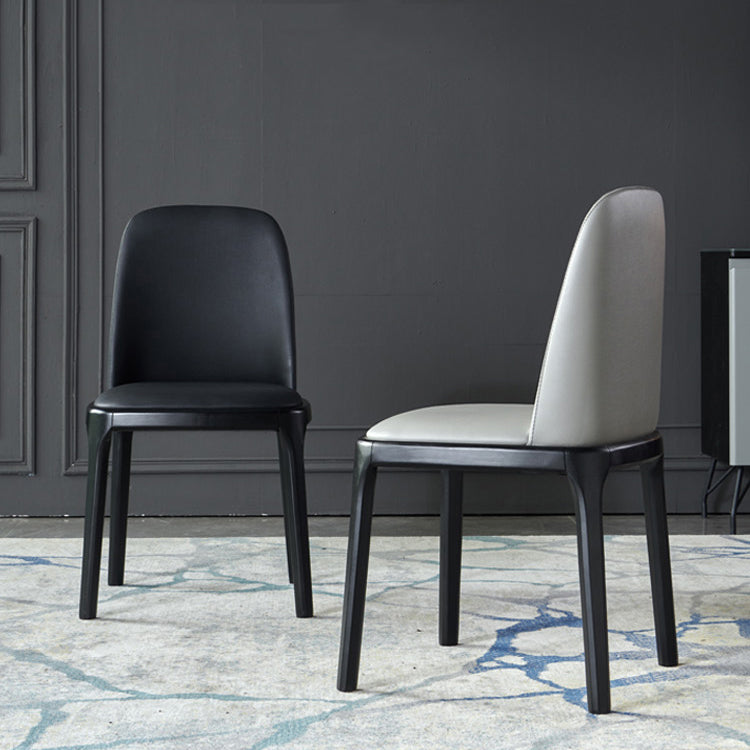 Faux Leather Industrial Dining Room Chair Matte Finish Solid Back Dining Chair