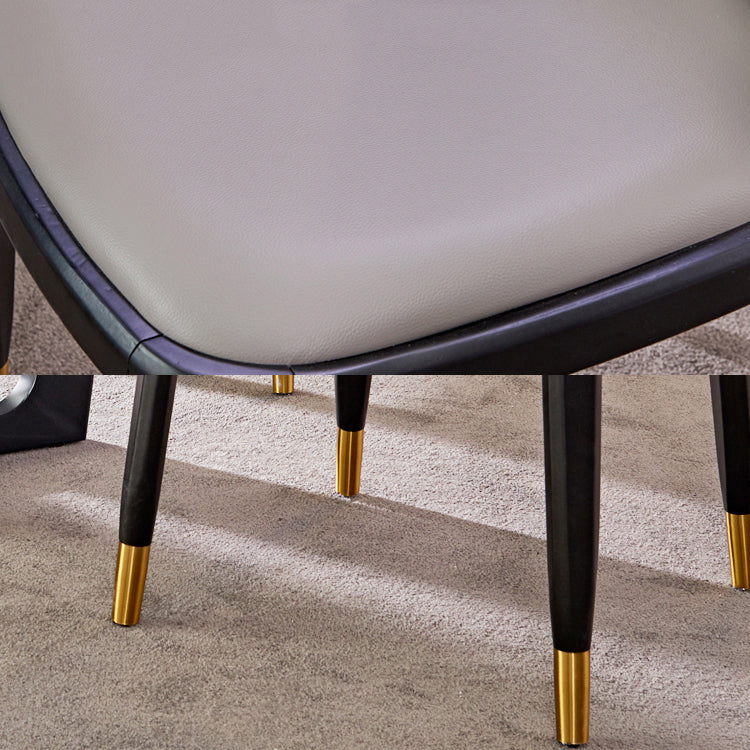 Faux Leather Industrial Dining Room Chair Matte Finish Solid Back Dining Chair