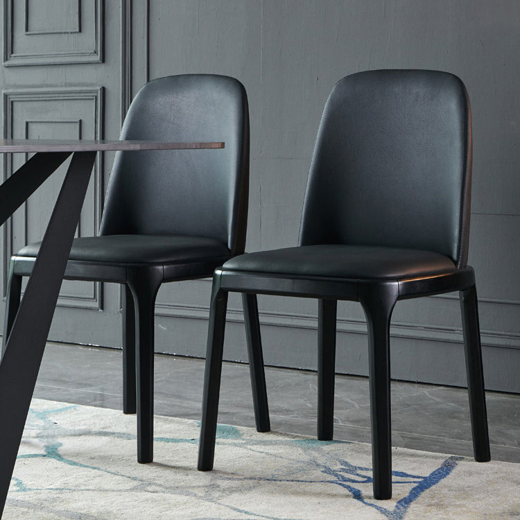 Faux Leather Industrial Dining Room Chair Matte Finish Solid Back Dining Chair