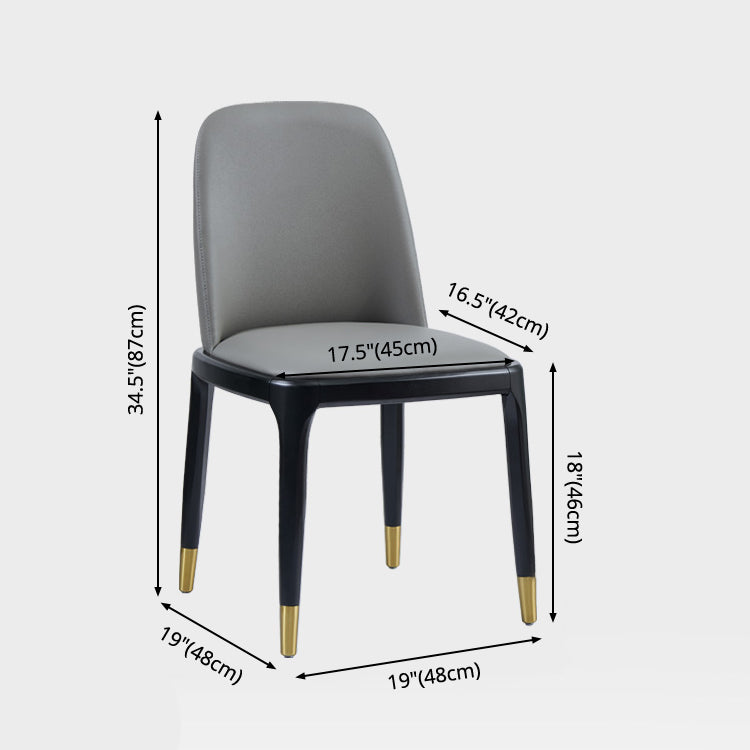 Faux Leather Industrial Dining Room Chair Matte Finish Solid Back Dining Chair