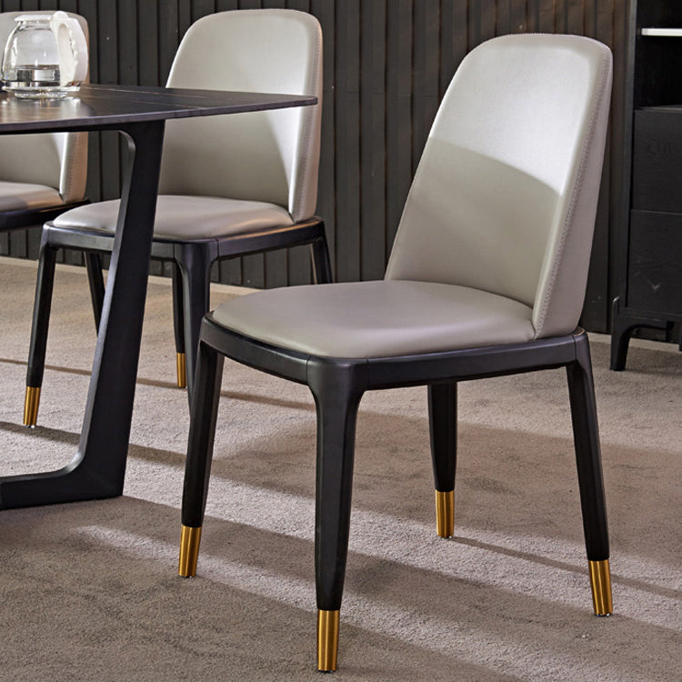 Faux Leather Industrial Dining Room Chair Matte Finish Solid Back Dining Chair