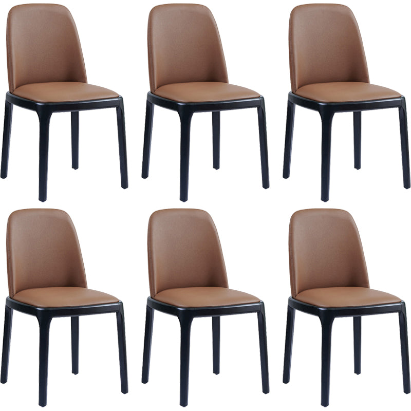 Faux Leather Industrial Dining Room Chair Matte Finish Solid Back Dining Chair