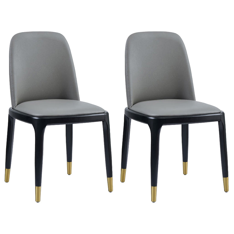 Faux Leather Industrial Dining Room Chair Matte Finish Solid Back Dining Chair