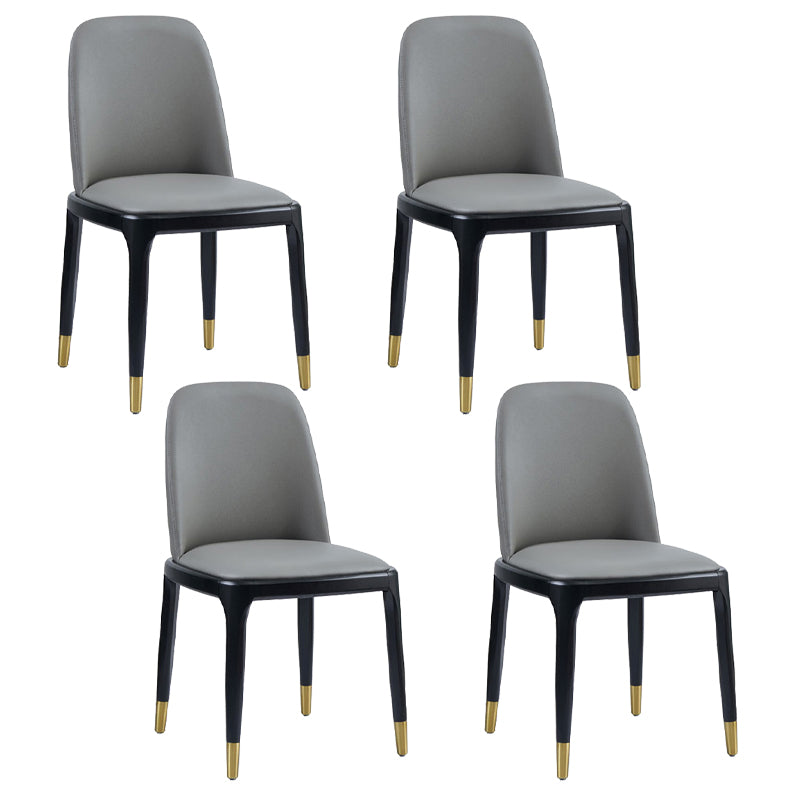 Faux Leather Industrial Dining Room Chair Matte Finish Solid Back Dining Chair