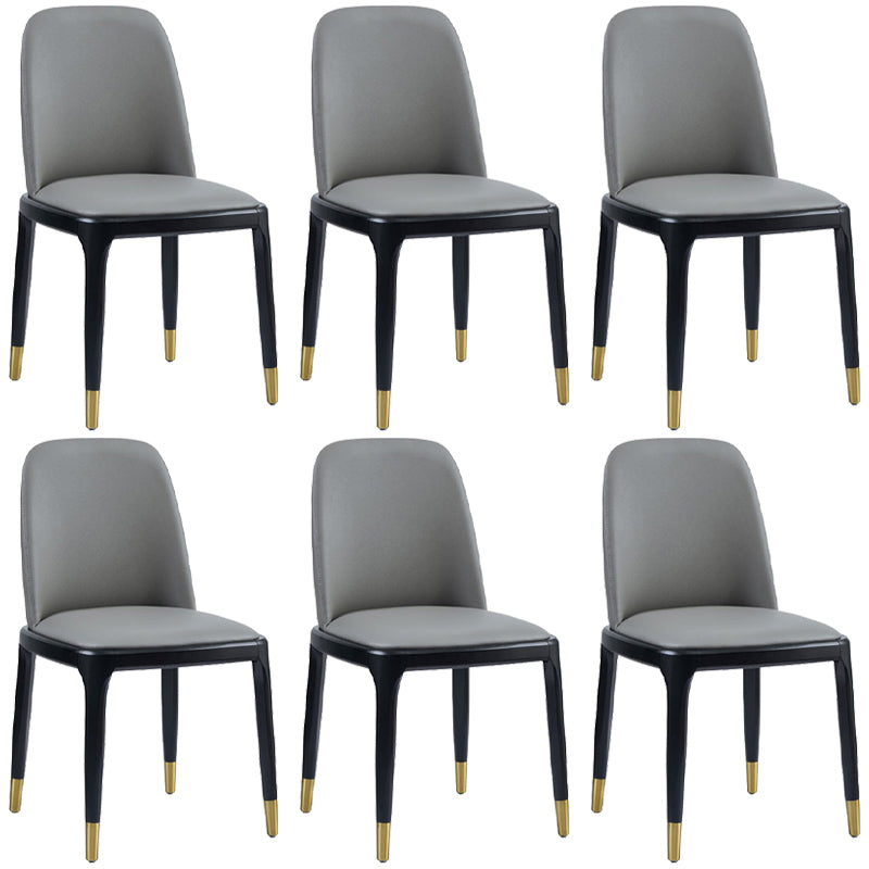 Faux Leather Industrial Dining Room Chair Matte Finish Solid Back Dining Chair