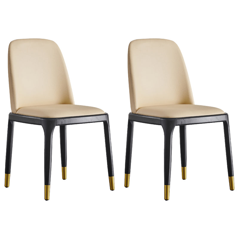 Faux Leather Industrial Dining Room Chair Matte Finish Solid Back Dining Chair