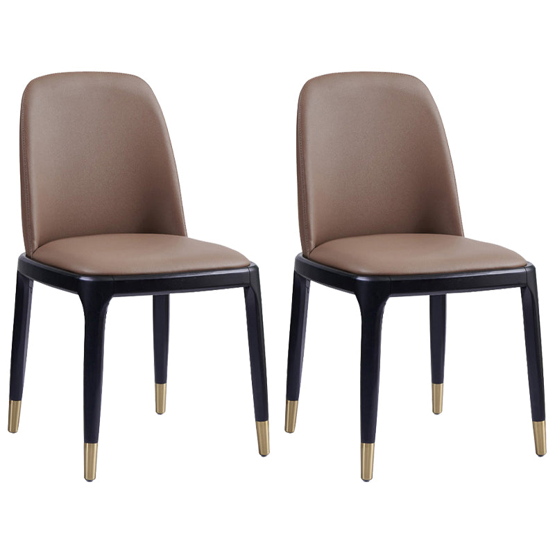 Faux Leather Industrial Dining Room Chair Matte Finish Solid Back Dining Chair