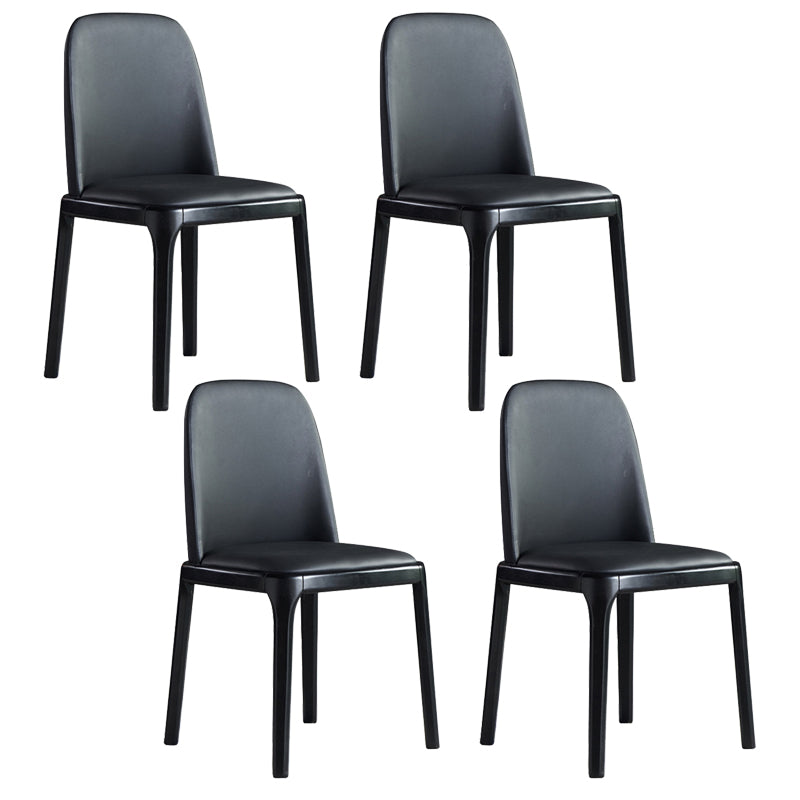 Faux Leather Industrial Dining Room Chair Matte Finish Solid Back Dining Chair