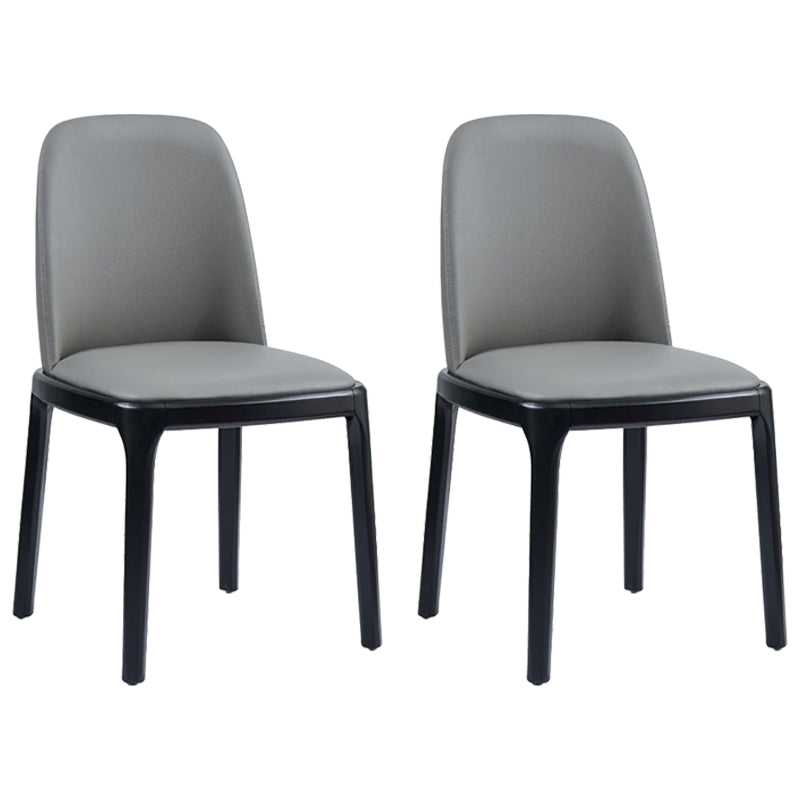 Faux Leather Industrial Dining Room Chair Matte Finish Solid Back Dining Chair