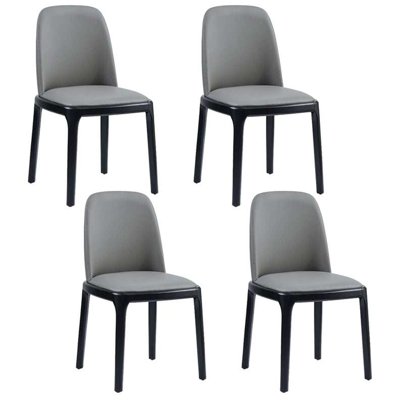 Faux Leather Industrial Dining Room Chair Matte Finish Solid Back Dining Chair