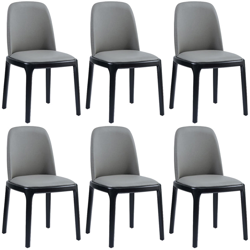 Faux Leather Industrial Dining Room Chair Matte Finish Solid Back Dining Chair