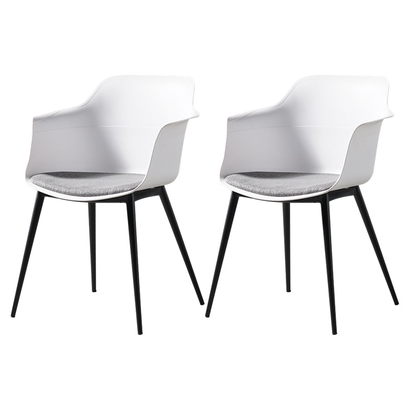 Scandinavian Dining Arm Chair Solid Back Side Chair with 4 Metal Legs for Home Use