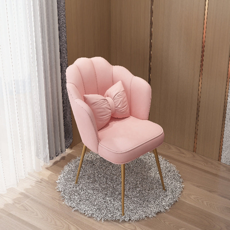 Scandinavian Dining Chair Solid Back Side Chair with 4 Metal Legs for Home Use