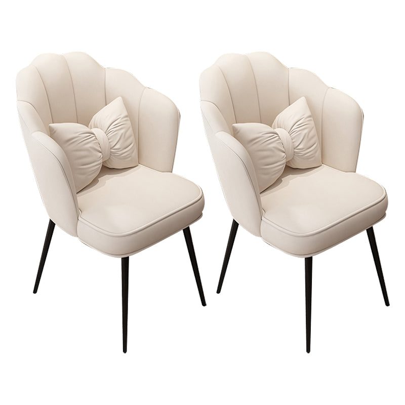 Scandinavian Dining Chair Solid Back Side Chair with 4 Metal Legs for Home Use